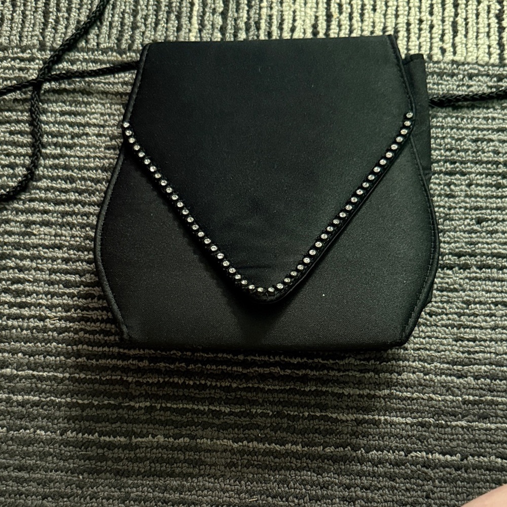Magid Black Clutch with Silver Accents